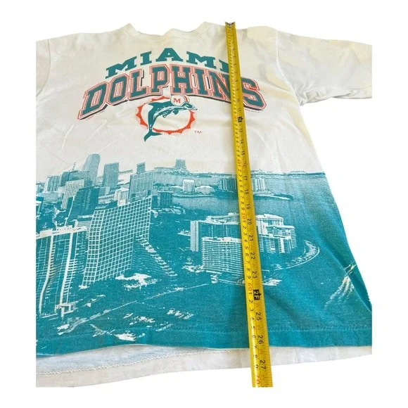 Vintage 90’s Miami Dolphins AOP Men’s T-shirt Size Small Fits Medium Mint*